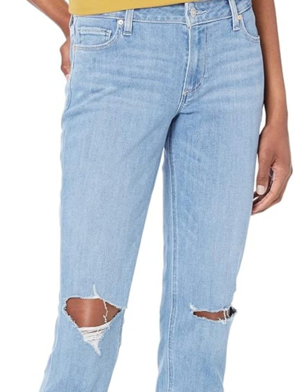 Paige Women's Brigitte Mid Rise Boyfriend Skinny Destructed Cropped Jeans-Size28
